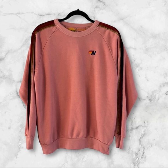 Aviator Nation Tops - Aviator Nation Mauve Pink Sweatshirt with Velvet Striped Accents